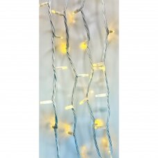 LED lauko girliandos String-Light 10m, 100LED be mirksėjimo, su baltu laidu, spalva: Šilta balta