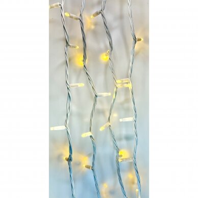 LED lauko girliandos String-Light 10m, 100LED be mirksėjimo, su baltu laidu, spalva: Šilta balta