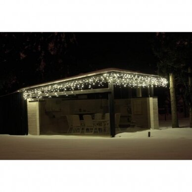 „Varveklis Icicle Light“ su 108 LED lempučių, 3m x 50cm dydžio ir baltu laidu, šiltai balta mirksi šaltai balta 2