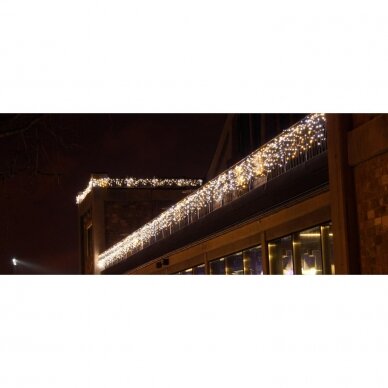 „Varveklis Icicle Light“ su 108 LED lempučių, 3m x 50cm dydžio ir juodu laidu, šiltai baltas mirksi šaltai balta 2