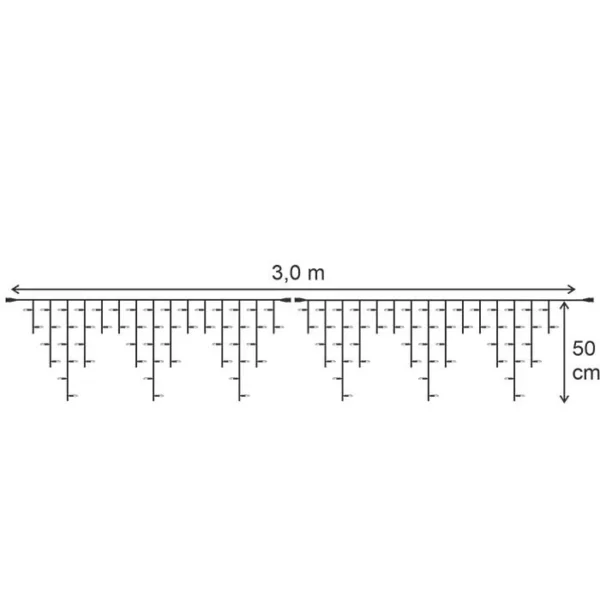 „Varveklis Icicle Light“ su 108 LED lempučių, 3m x 50cm dydžio ir baltu laidu, šiltai baltas mirksi šiltai balta - Image 2