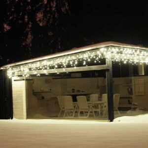 „Varveklis Icicle Light“ su 108 LED lempučių, 3m x 50cm dydžio ir baltu laidu, šaltai baltas MIX šaltai balta