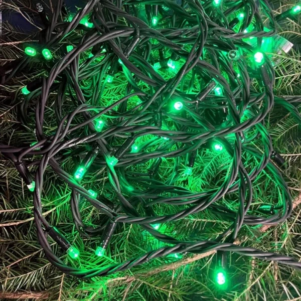 LED lauko girliandos String-Light 10m su mirskėjimu, su juodu, spalva: Žalia mirksinti - Image 3