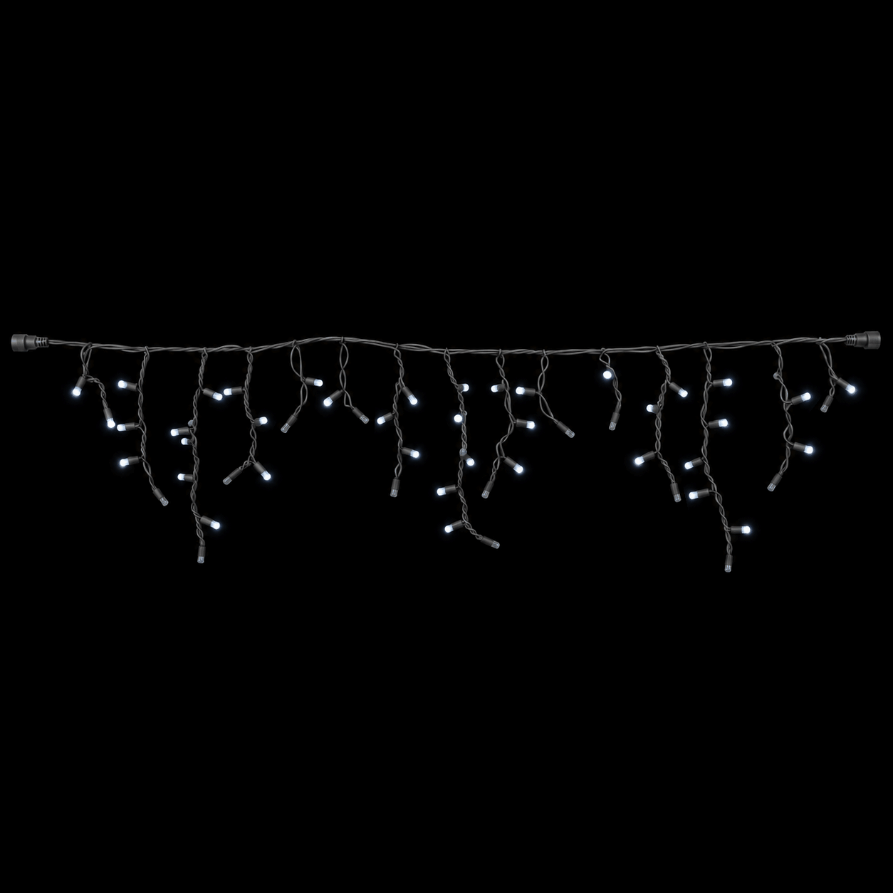 Varveklis Icicle Light, 108 LED, juodas laidas, šalta balta su šaltai baltu mirksėjimu